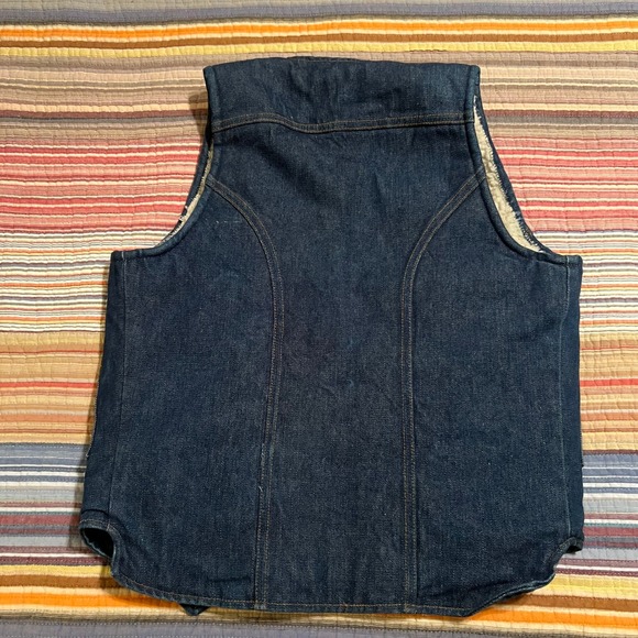 Wrangler Vintage Sherpa Lined‎ Denim Vest Women Blue Jean Trucker Style Made USA - Picture 4 of 6